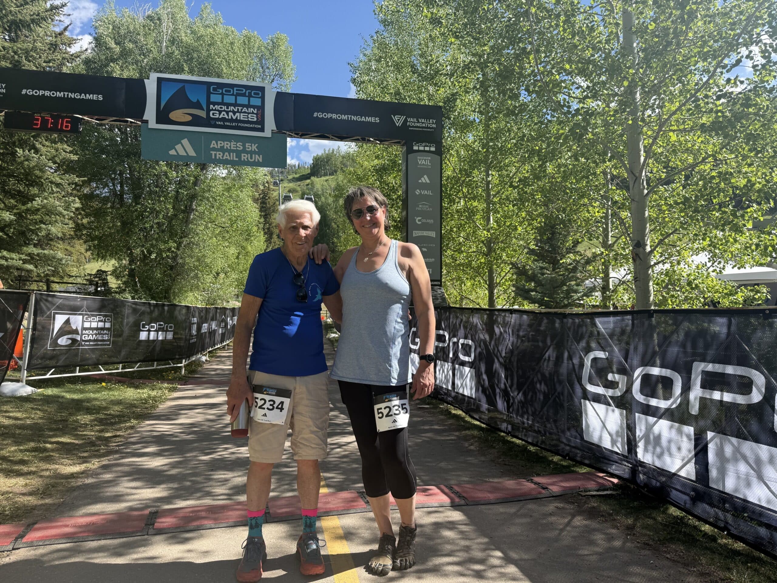 Marlin Smickley and daughter Deanna prepare to run the adidas TERREX Après 5K together.